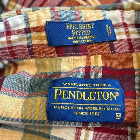Pendleton Madras men’s plaid pearl snap western shirt size medium - Picture 9 of 11